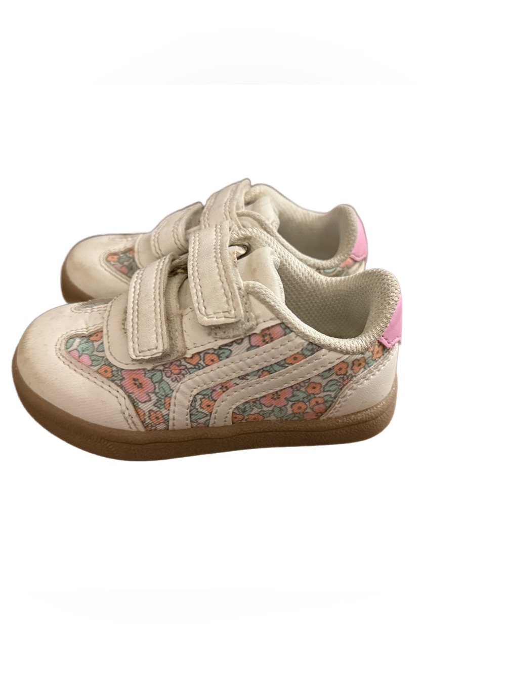 Cat & Jack Toddler Girl’s Size 6 White and Pink Floral Velcro Sneaker